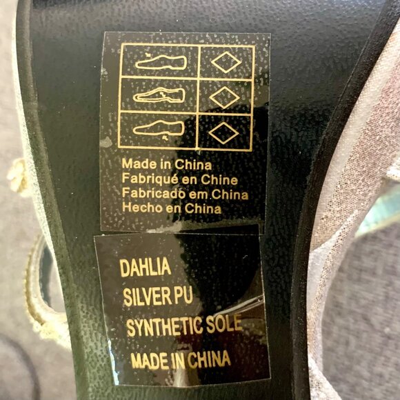 Dyeables Dahlia Silver Rhinestone PU Strappy Heels Size US 7 4.5-Inch Stiletto - Picture 10 of 11